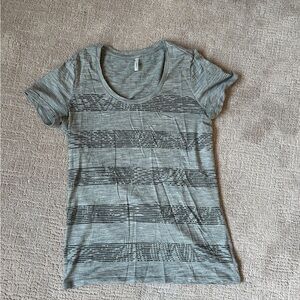 Icebreaker Gray and Black Striped Women's Tee